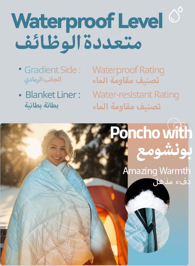 GEERTOP بطانيات تخييم خارجية خفيفة الوزن للبالغين، بطانية سفر صغيرة الحجم للمشي لمسافات طويلة وحمل الحقائب، كيس نوم مناسب لجميع الأحوال الجوية للشاطئ والحديقة والملعب - Image 5